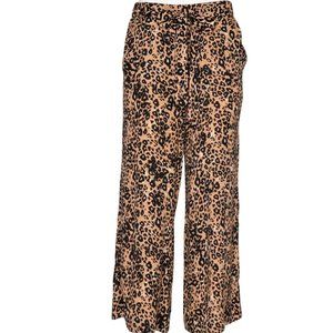 Aritzia Wilfred Faun High Waisted Cropped Wide-Leg leopard Print Pants Size S